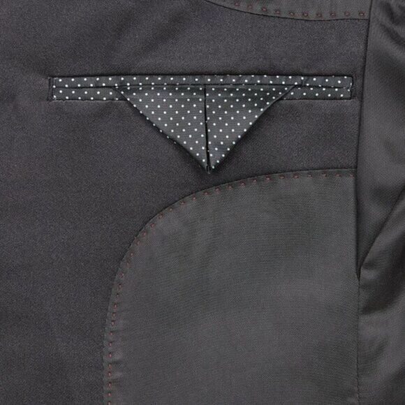 Egara Men's Slim Fit Satin Peak Lapel Dinner Party Jacket Formal Burgundy - Picture 3 of 3